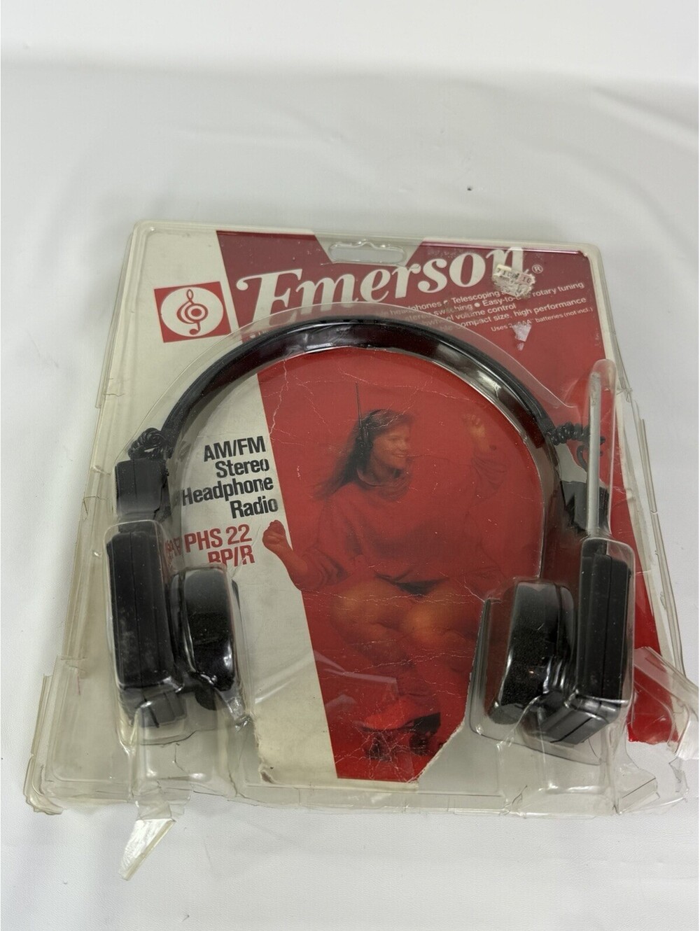 Emerson PHS22R AM/FM Stereo Radio Headphones WORKS GREAT VTG